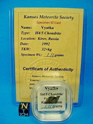 1992,  Vyatka H4/5 Meteorite,  Kirov,  Russia,  1.  11 grams,  Rarely available 3