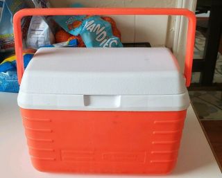 Rubbermaid Vintage Personal Lunch Box Cooler 2901 Rare Neon Orange