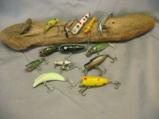 Vintage/old Fishing Lures - 14 Antique Baits - Bomber - Lucky Strike - Plunker - Hot Sho