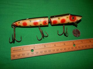 Heddon Giant Jointed Vamp Strawberry Spot Zinc Eyes Musky Lure Giant Hooks Too