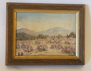 Vintage Small Desert Lands Painting W/ (brown) Frame 4 " X5 " Artist Signed