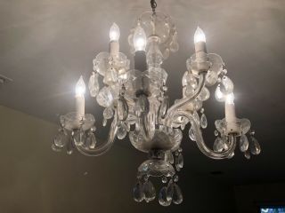 Large Antique Lighting Crystal Chandelier,  Vintage Home & Living