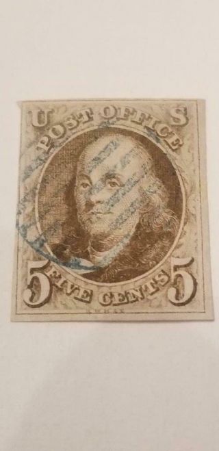 Antique Rare U.  S.  Stamp 1847 Ben Franklin 5 Cent Unperforated