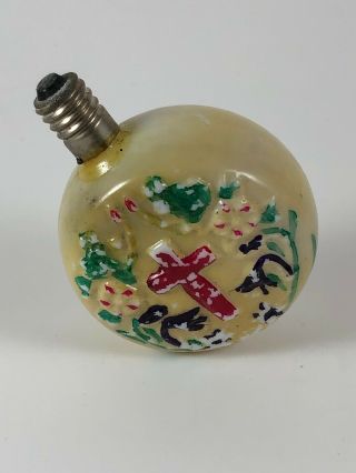 Vintage Figural Christmas Bulb Milk Glass Cross Flowers Double - Sided Japan Rare