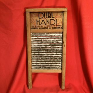 Vintage Dubl Handi Washboard Wood And Metal Columbus 8.  5 " X 18 " Fast