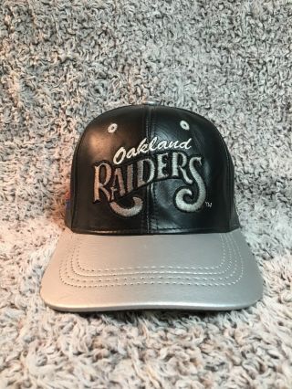 Vintage Nfl Oakland Raiders Modern Leather Snapback Cap Hat - Rare
