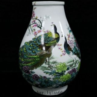Old China Antique Color Porcelain Hand Painted Flower Bird Vase