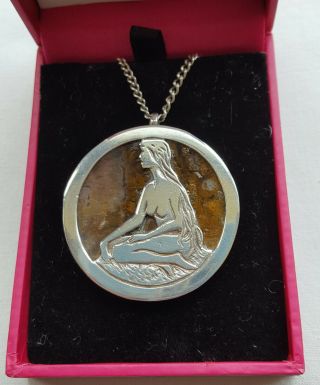 Rare Magnus Maximus Designs Large Solid Silver On Agate Naked Lady Pendant & Box