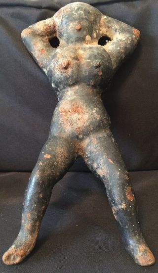 Vintage Antique Naughty Nellie Nelly Cast Iron Boot Jack Door Stop Naked Lady
