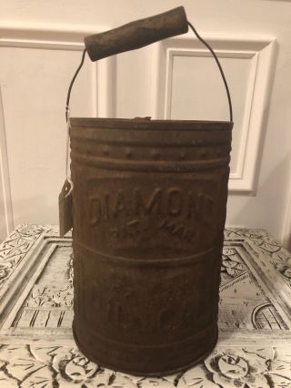 Rare Antique Diamond Glass Tin Oil Can Pat.  Mar.  27 1883 Kerosene Can Bottle