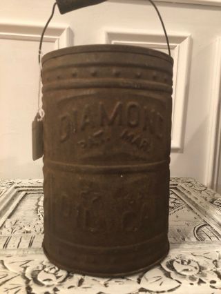 Rare Antique Diamond Glass Tin Oil Can Pat.  Mar.  27 1883 Kerosene Can Bottle 2
