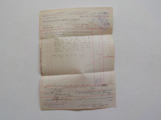 Antique Document 1885 Injured Passenger Train Union Pacific Railway Co.  Vtg Nr