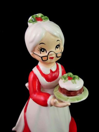 RARE Vintage Josef Originals Figurine MRS CLAUS Lady w/ Christmas Cake 7 