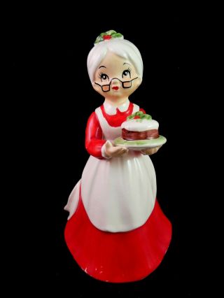 RARE Vintage Josef Originals Figurine MRS CLAUS Lady w/ Christmas Cake 7 