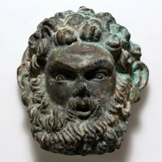 Extremely Rare - Ancient Greek Bronze Hades Faces Ornament Circa 500 - 300 Bc
