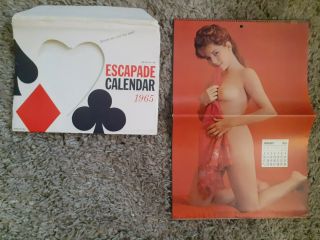 Vintage Rare1965 Escapade Calendar & Envelope Topless Girlie Calendar Pin - Ups 2