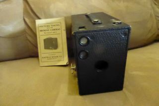Antique Eastman Kodak No 2a Model B Brownie Box Camera And Instruction Booklet
