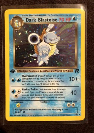 Pokemon Card 1st Edition SET Rare Holo Dark Blastoise 3/82,  Dark Squirtle 68/82 2