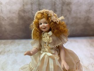 Vintage Miniature Dollhouse Uk Artisan Sculpted Porcelain Victorian Girl Doll
