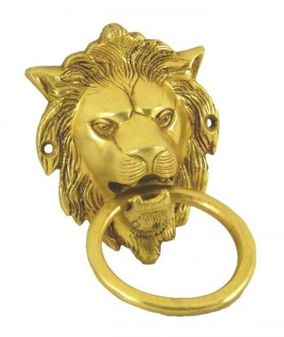 Lion Head Shape Vintage Style Handmade Brass Door Knocker Bell Home Decor Gift
