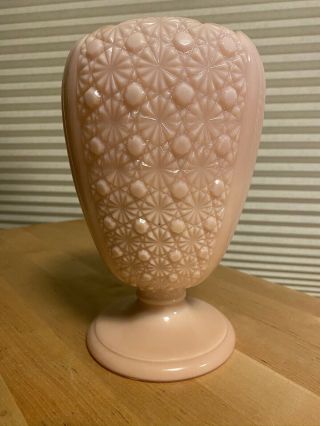 Rare Fenton Pink Daisy & Button Milk Glass Vase