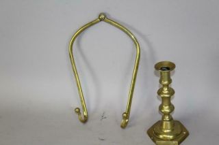 A Very Rare 18th C Queen Anne Period Brass Pot Handle Or Lifter Rare Early Brass