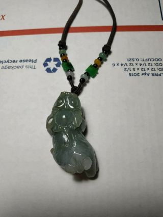 Grade A 100 Natural Burmese Jadeite Jade Carved Pixiu Pendant Necklace 2