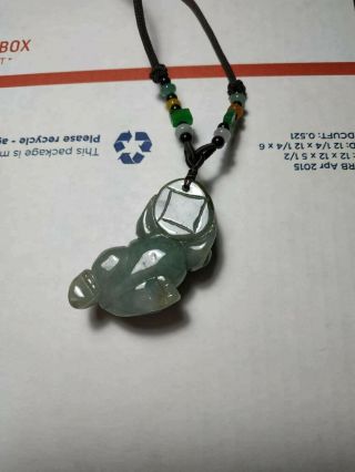 Grade A 100 Natural Burmese Jadeite Jade Carved PiXiu Pendant Necklace 2 2