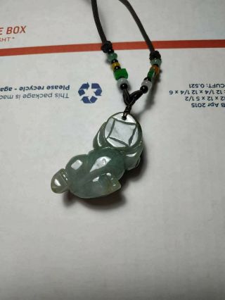 Grade A 100 Natural Burmese Jadeite Jade Carved PiXiu Pendant Necklace 2 3