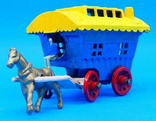 Vintage Rare 1950`s Diecast Toy Model Horse And Carriage