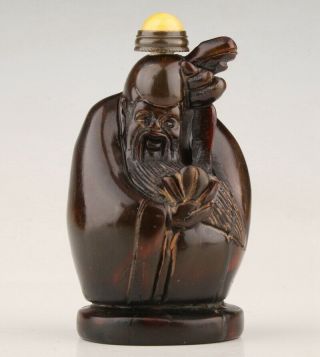 Rare Chinese Yak Horn Snuff Bottle Hand - Carved Scholar Crafts Mascot Gifts