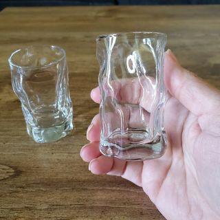 Retro Shot Glasses Vintage Barware Rare Organic Wavy Drinking Glass Bar Man Cave
