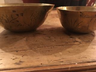 2 Antique Indian Brass Bowls