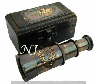 Victorian Brass Telescope W Box Antique Finish Nautical Maritime Spyglass Telesc