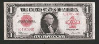Red Seal Rare 7 Digit Serial Number United States Note 1923 $1 Large Currency