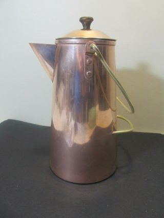 Antique Vintage Copper 2 Handle Pitcher Coffee Tea Pot