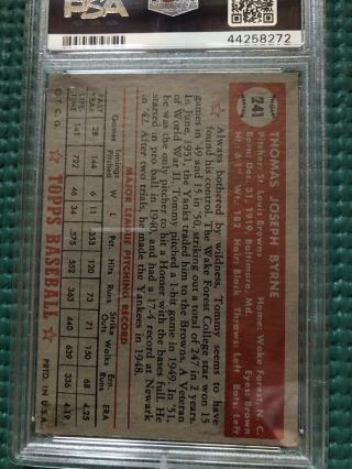 1952 Topps Tommy Byrne 241 PSA Graded 6 EX - MT St Louis Browns Sharp Rare Card 3