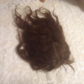 Antique 15 - 1/2 " Dark Brown Mohair Doll Wig - Needs Tlc