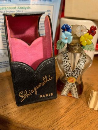 Vintage Shocking de Schiaparelli 3” Perfume Glass Flowers Torso Bottle Rare Case 2