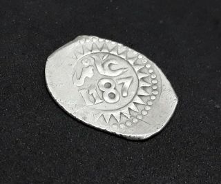 Morocco Marokko Silver Dirham Alawite Dynasty 1187 AH Mohammed III Rare Coin 3