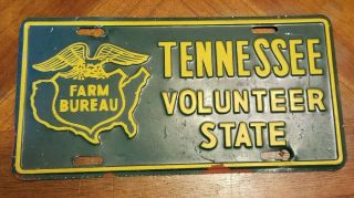 Vtg Rare Farm Bureau Insurance Tennessee Volunteer State Embossed License Plate
