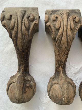 4 Wood CLAW foot FEET Legs SALVAGE parts ARCHITECTURAL FORM 2
