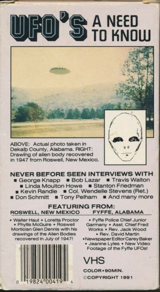 UFOs A Need To Know Interviews With Bob Lazar Linda Moulton Howe & More VHS Rare 2