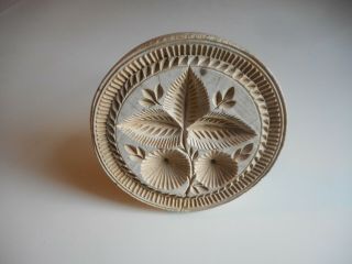 Antique Hand Carved " Stylistic Flower " Butter Stamp.  Butter Mold / Press