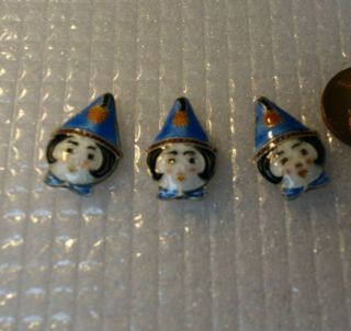 10 Vintage Czech Enameled Metal Figural Faces Jewelry Piece Beads