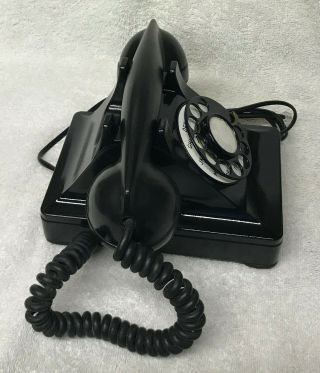 Rare Vintage 1930s WESTERN ELECTRIC Black 302 3 - 38 Rotary Dial Desktop Telephone 3