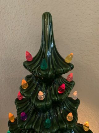 Rare Vintage Atlantic Mold Ceramic Light Up Slim Half Christmas Tree 16.  5 