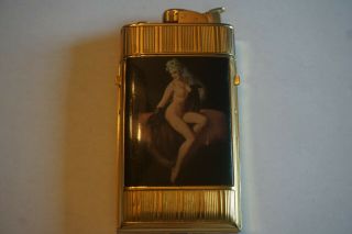 Evans Cigarette Case And Lighter With Nude Mural Rare