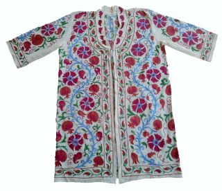 Uzbek Vintage Rare Handmade Embroidery Suzani Robe Dress Jacket Coat