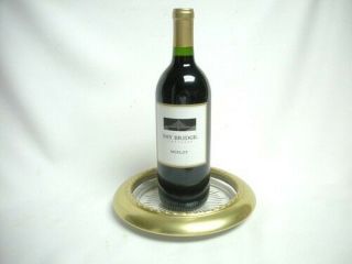 Large 8 1/2 " Vintage Wine Bottle Coaster Champagne Decanter Holder Glass Old